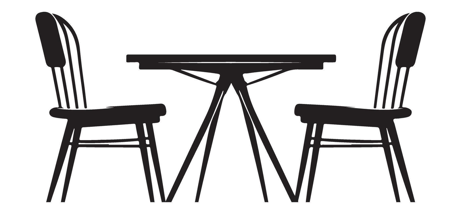Unique Dining Table and Chairs Set Silhouette Design vector