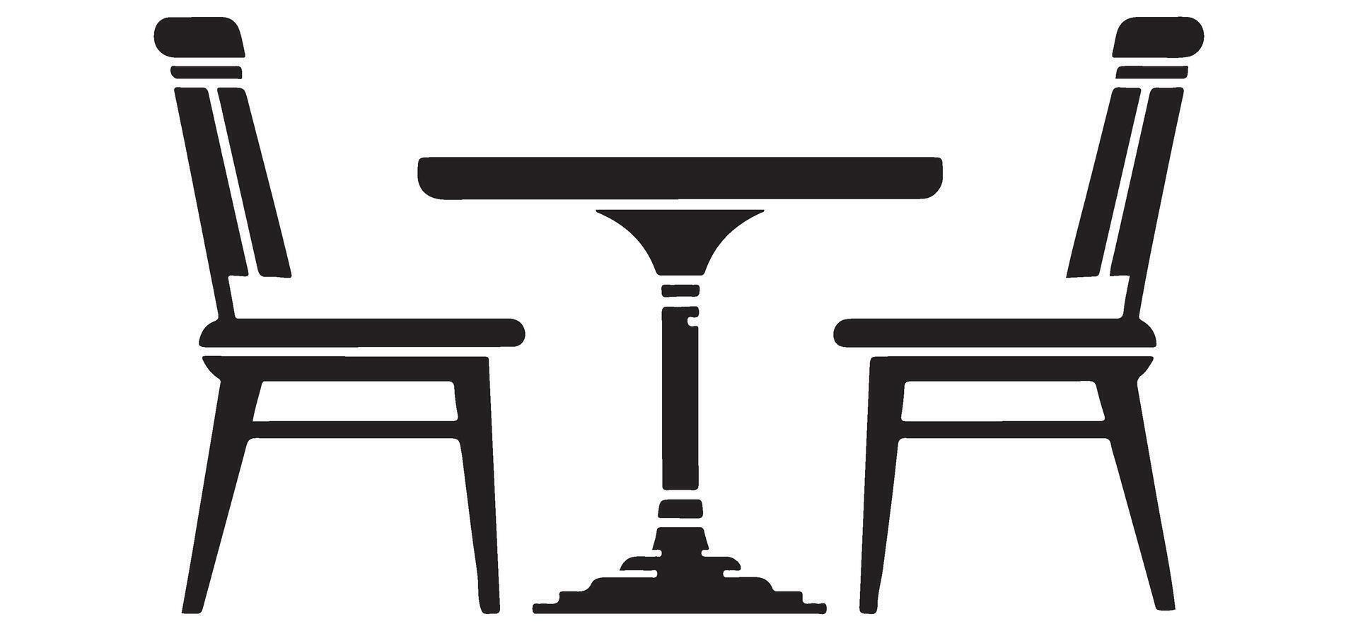 Elegant Dining Table and Chairs Silhouette Illustration Set vector