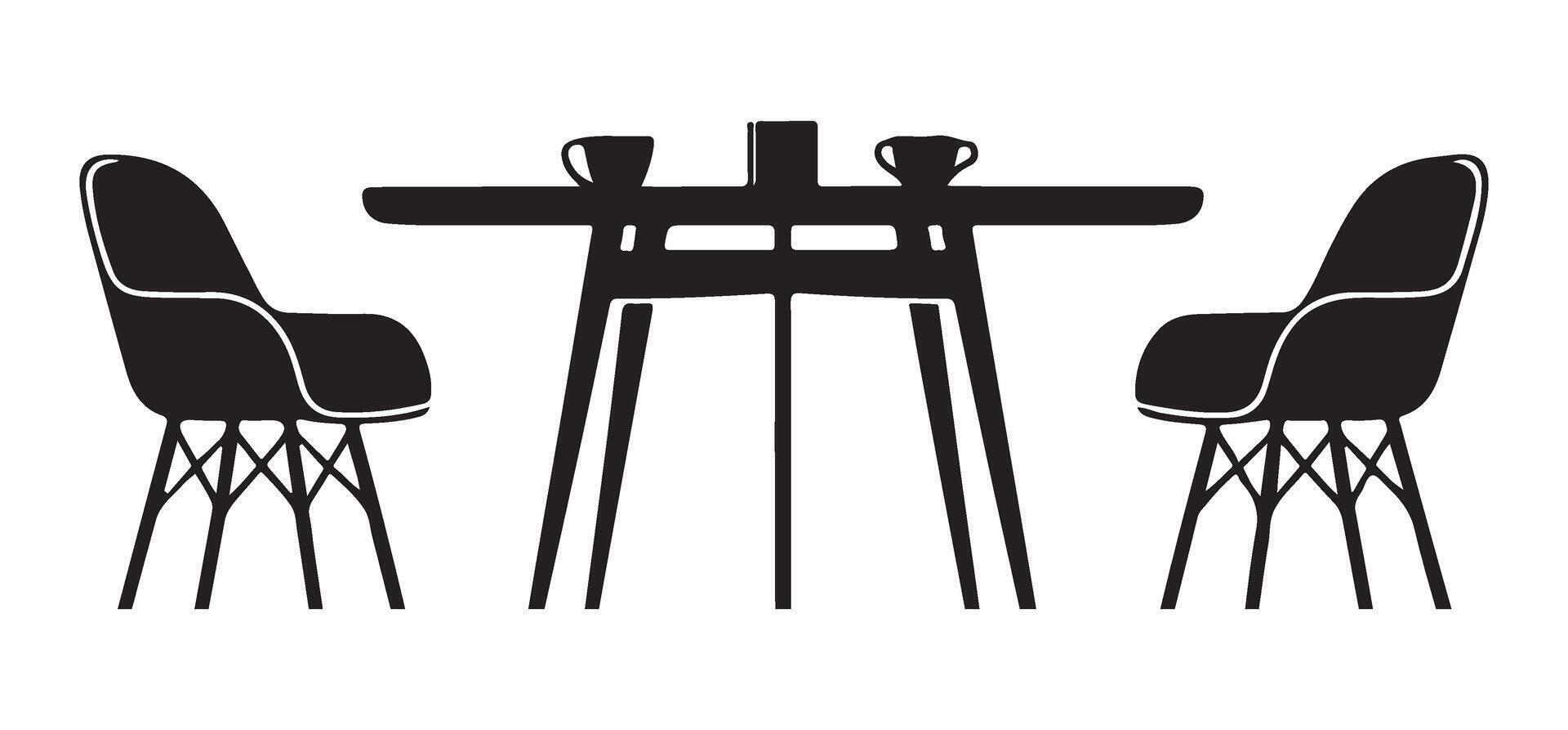 Dining Table with Chairs Silhouette Image for Interiors vector