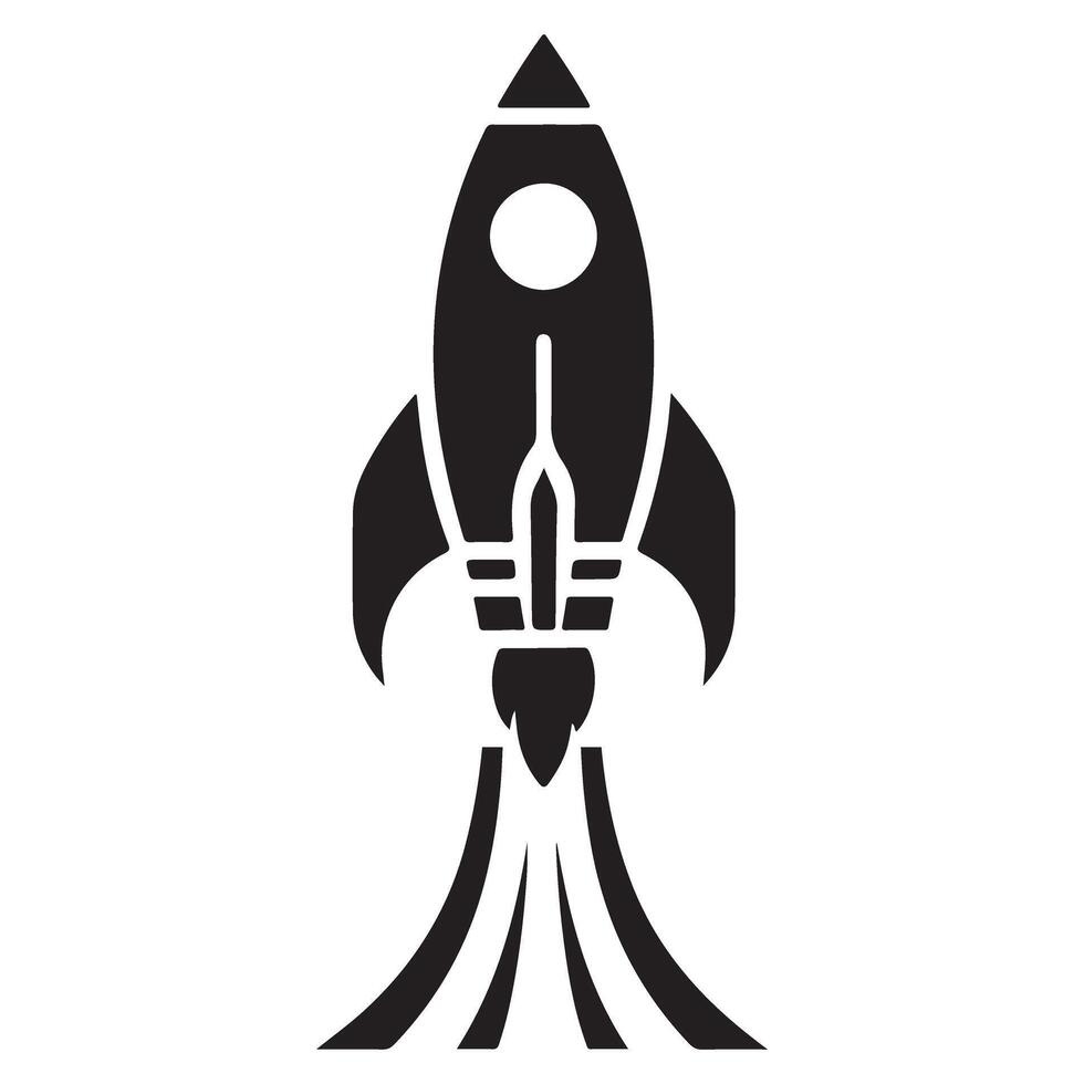Rocket Silhouette Launching into Space Illustration Design vector