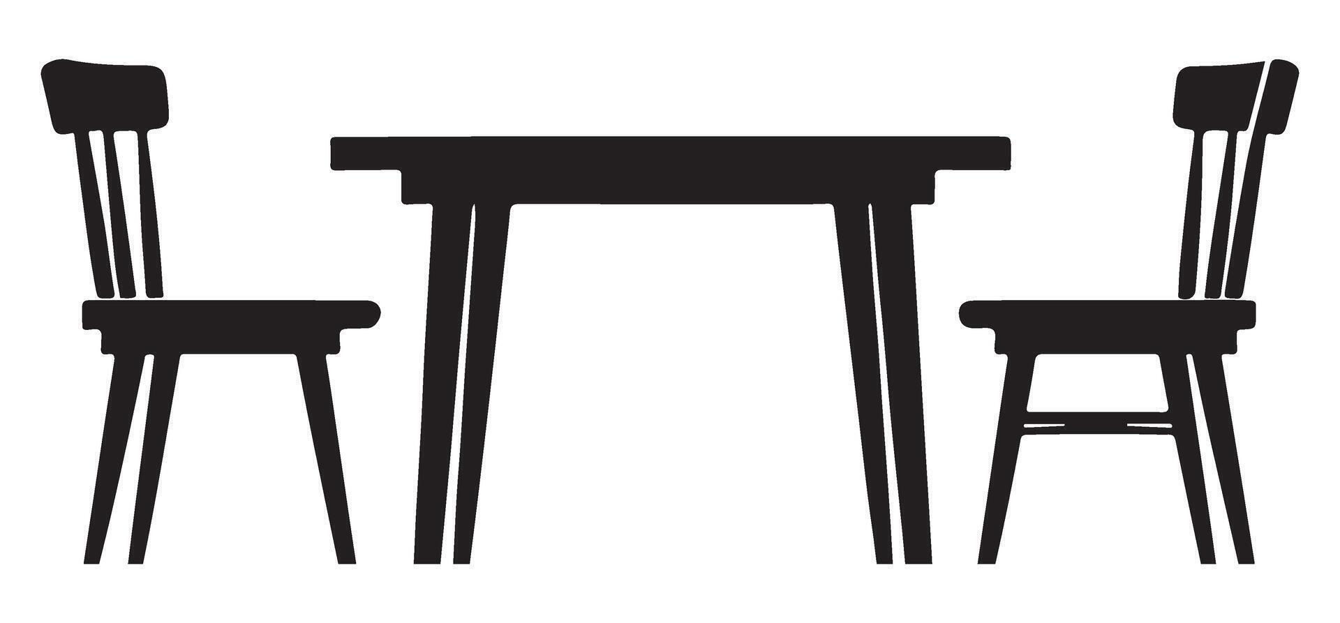 Dining Table and Chairs Set Silhouette Illustration Design vector