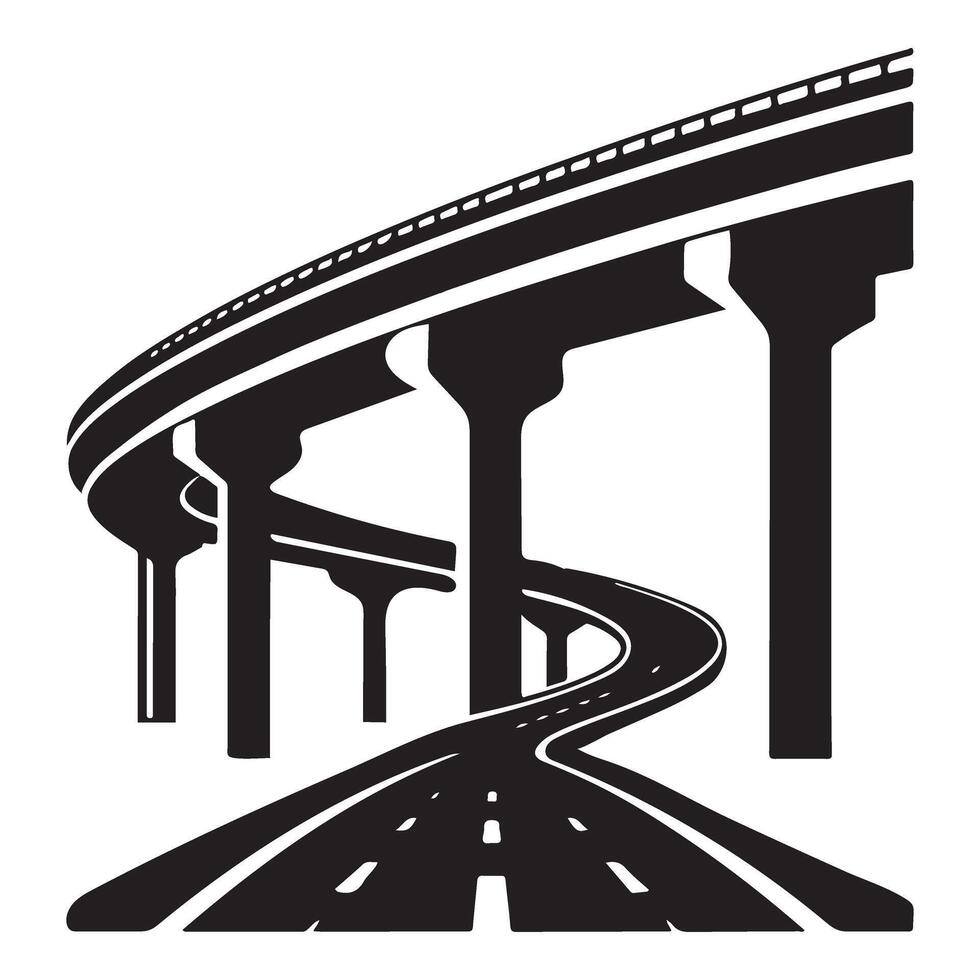 Elevated Highway Curving Road Illustration for Modern Transportation Planning Needs vector