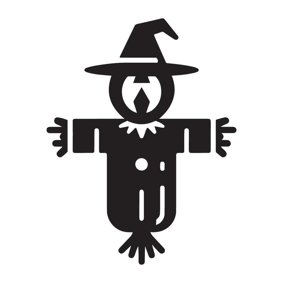 Simple Scarecrow Silhouette Design for Autumn Decoration vector