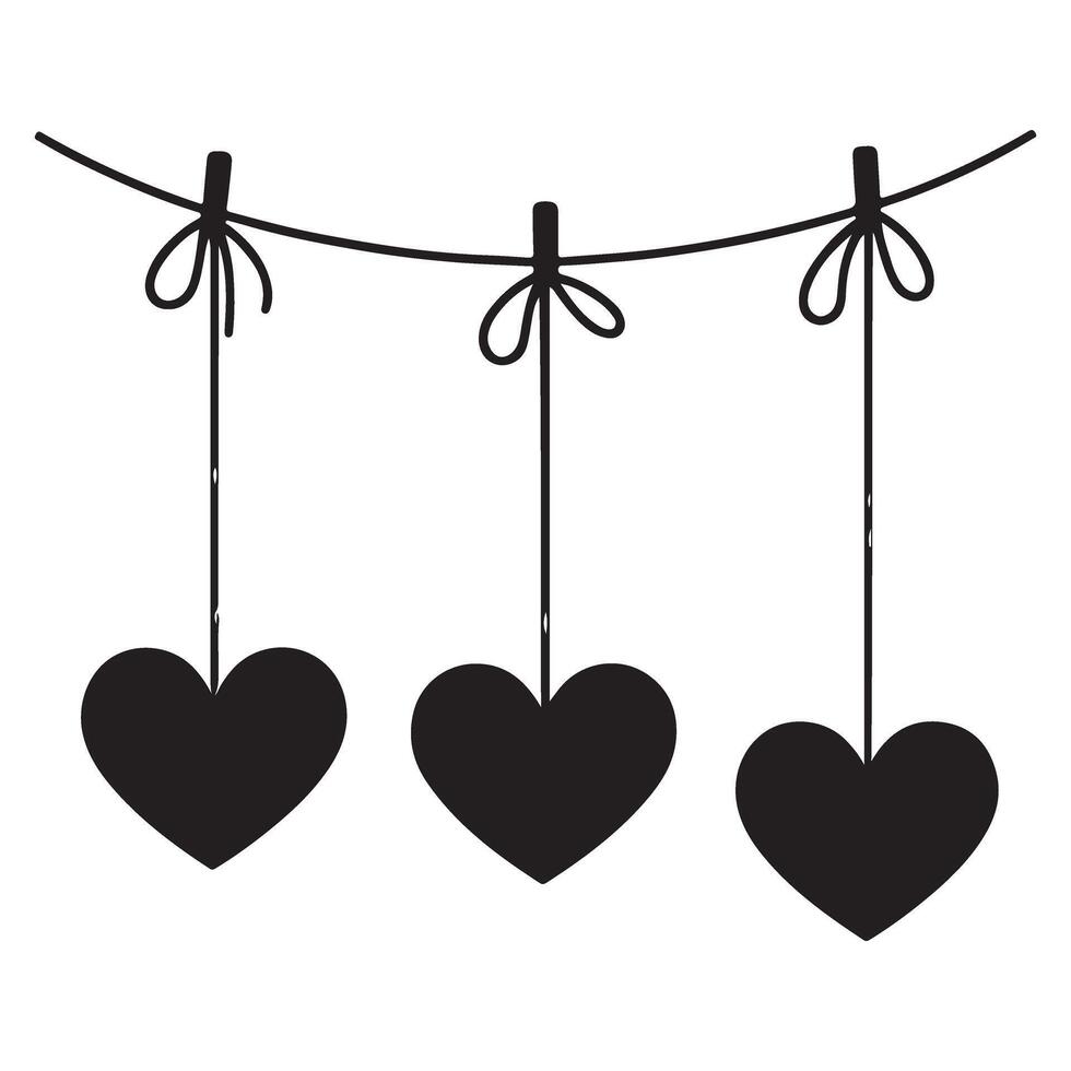 Hanging Heart Ornaments Simple and Minimalist Design vector