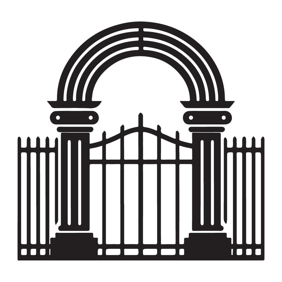 Elegant Silhouette Iron Gate Illustration for Your Project vector