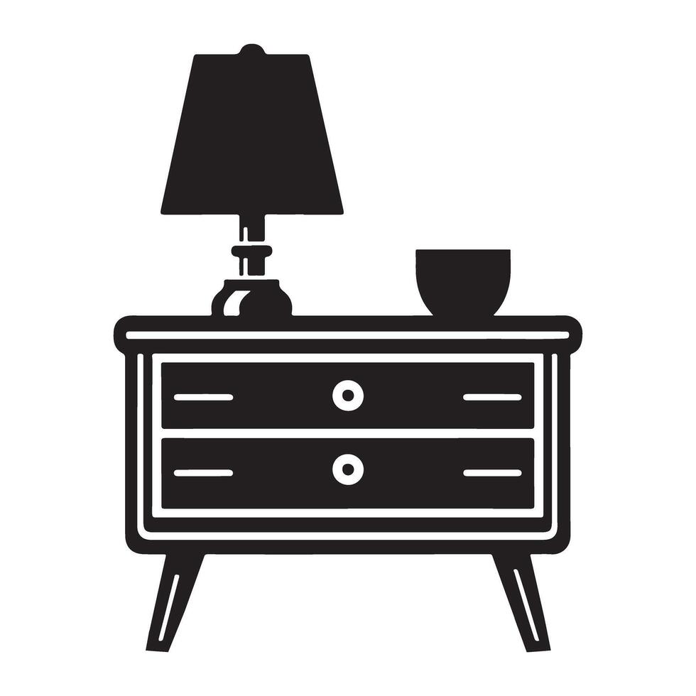 Elegant Bedside Table Lamp with Two Drawers Interior Design vector
