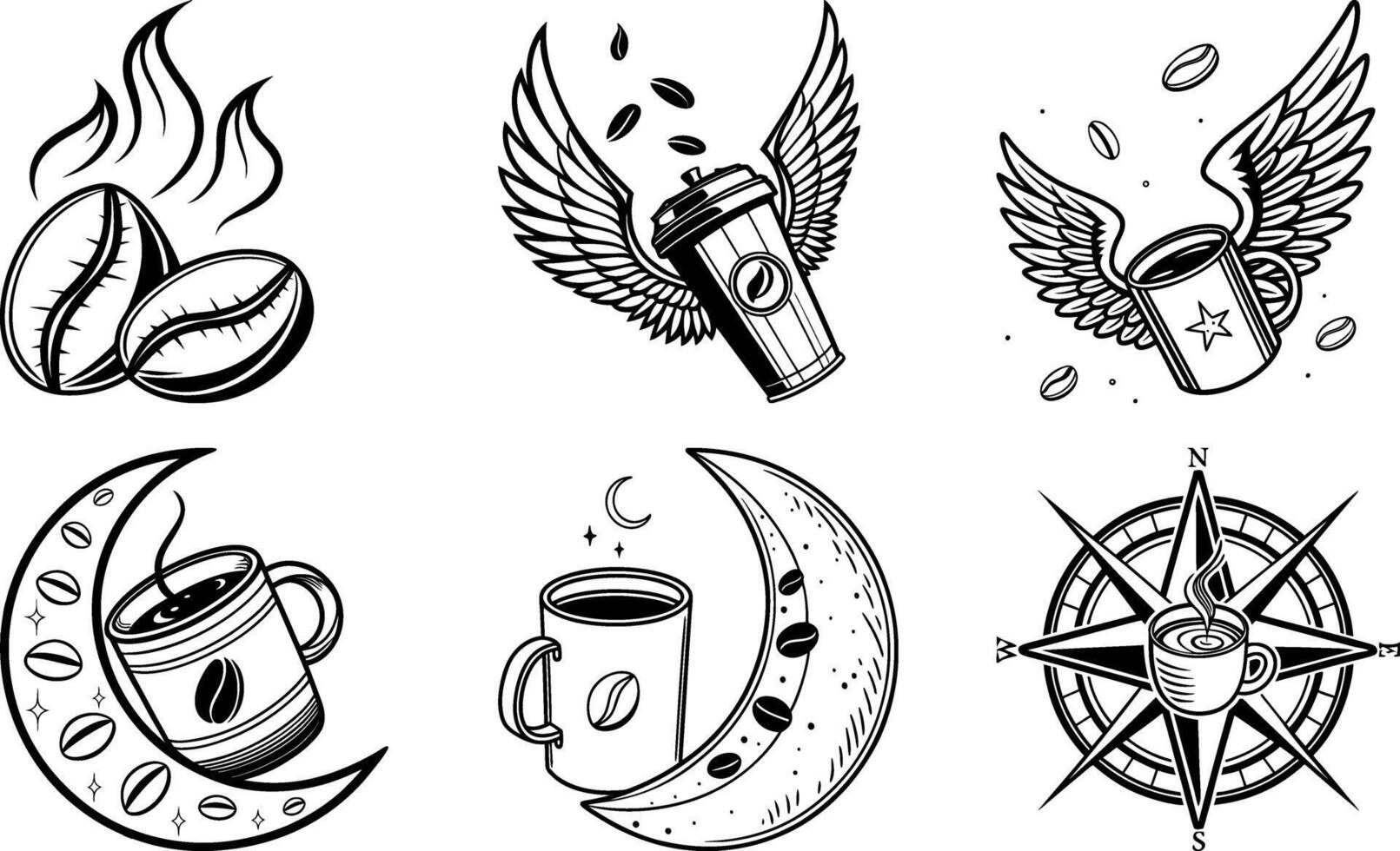 Coffee tattoo design vector