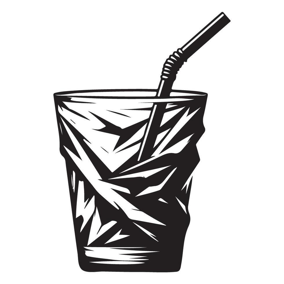 silhouette of a refreshing soda with bendy straw vector