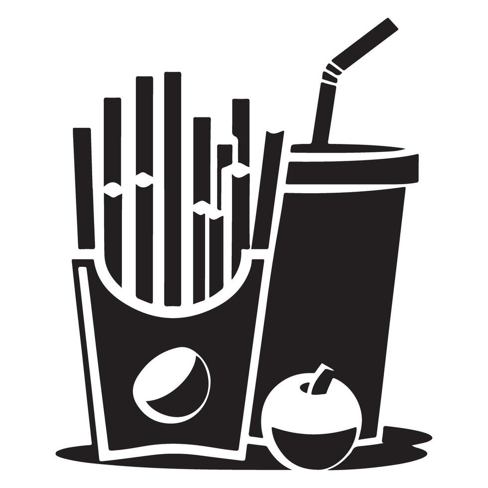 Fast Food Meal with Fries, Soda and Apple Design vector