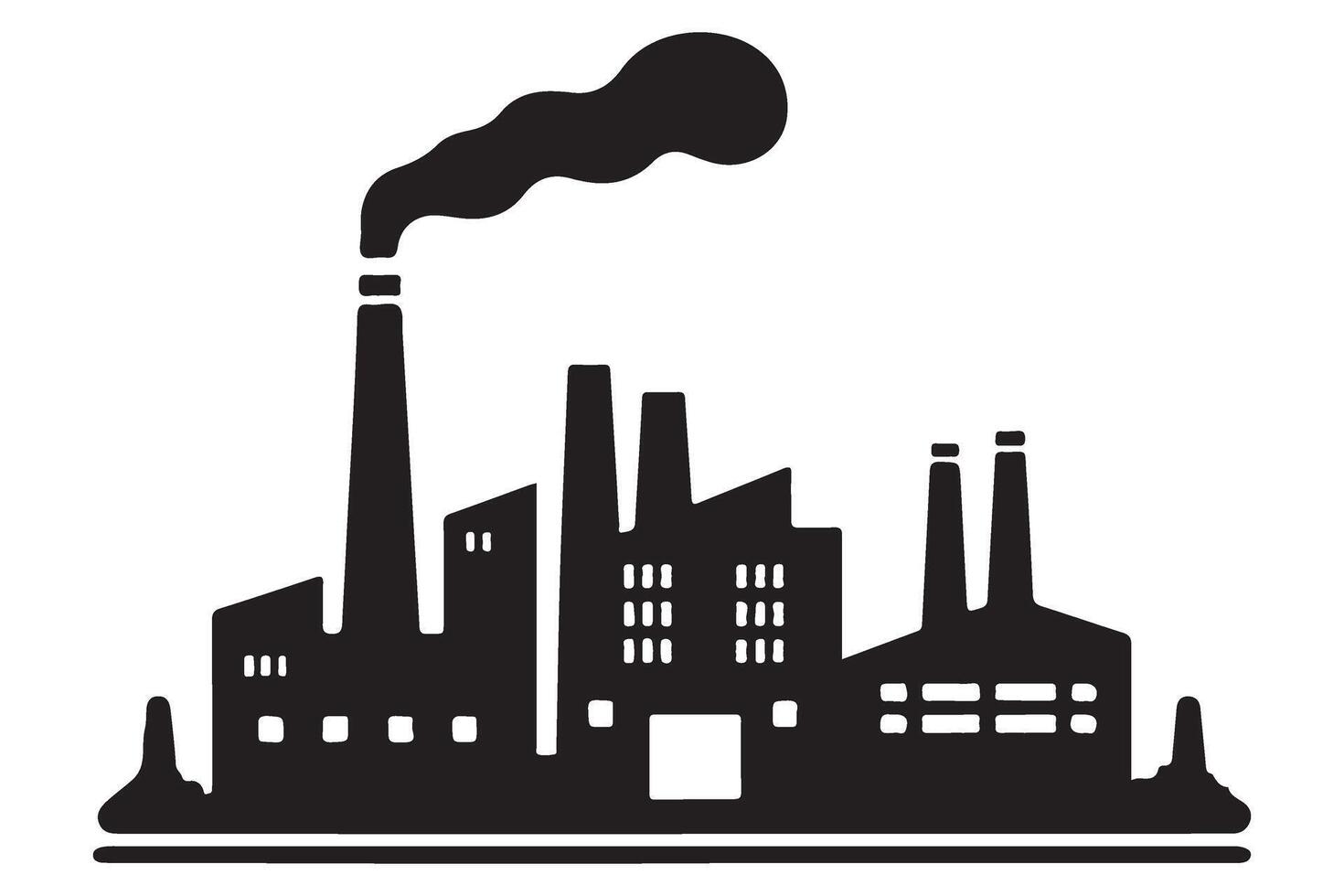 Industrial Factory Plant Facility with Air Pollution Design vector