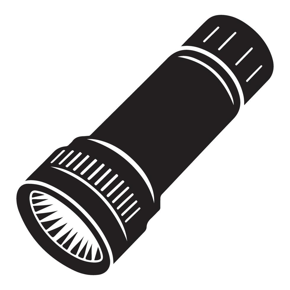 Silhouette of Portable Handheld Flashlight Torch Illustration vector