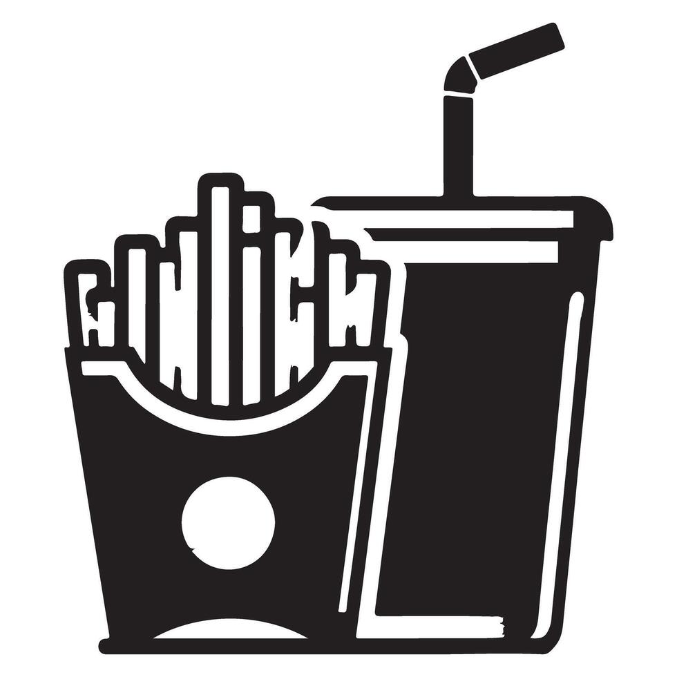 Fast Food Silhouette of Fries and Soda for Restaurant Design vector