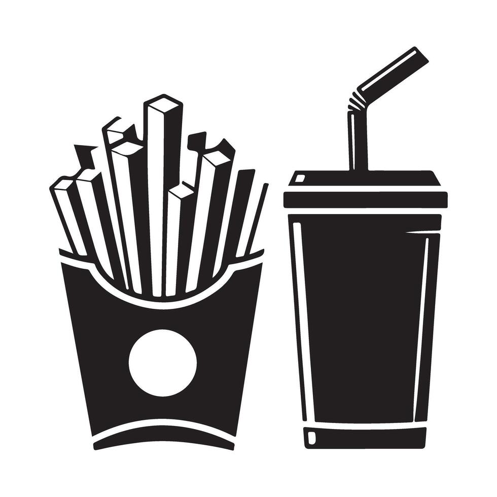 French Fries and Soda Illustration for Fast Food Lovers vector