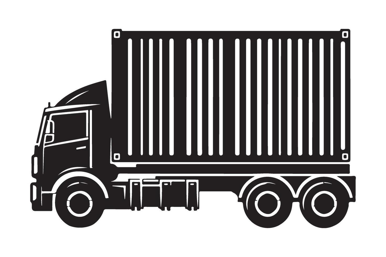 Silhouette Semi Truck with Container Illustration for Delivery vector