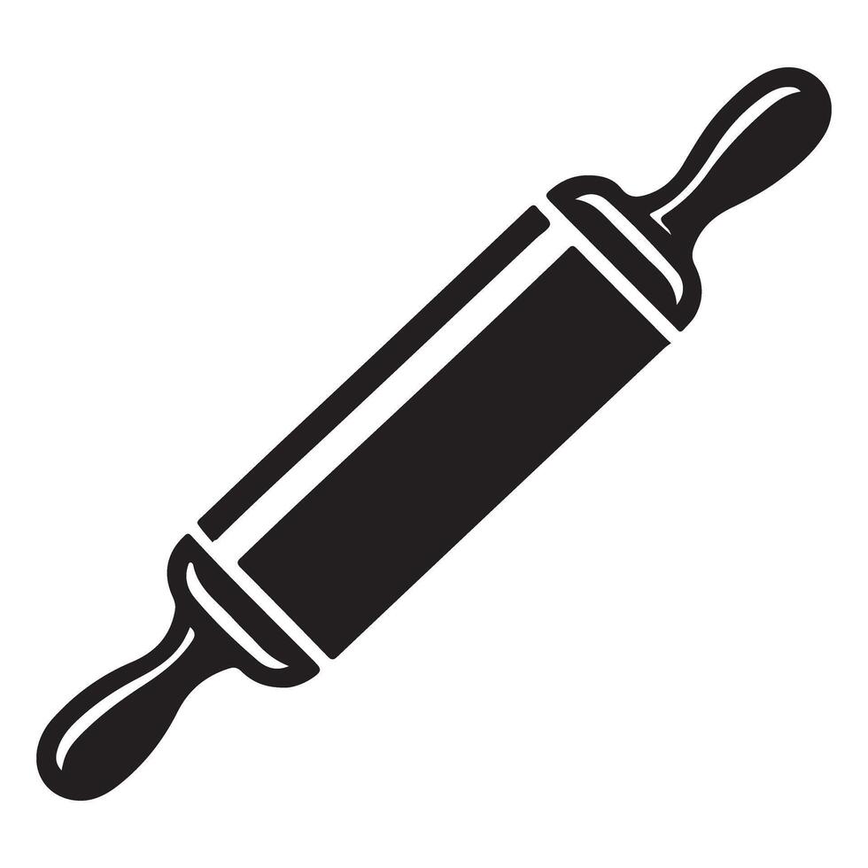 Silhouette of Classic Wooden Rolling Pin Baking Pastry Tool vector