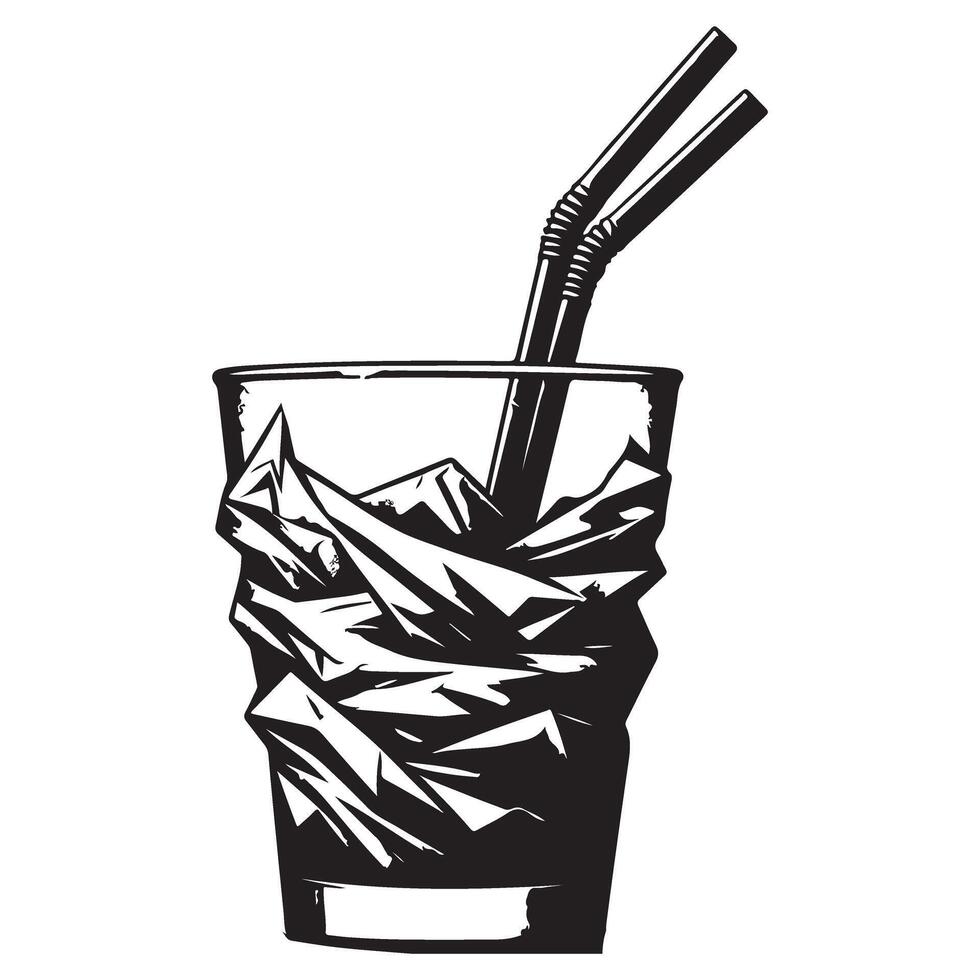 Silhouette graphic of refreshing drinks with straws vector