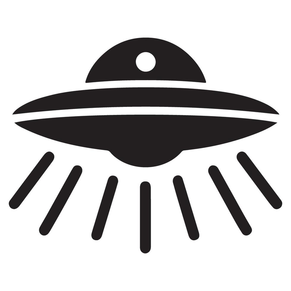 Silhouette Flying Saucer Abduction Beam Image for Design vector