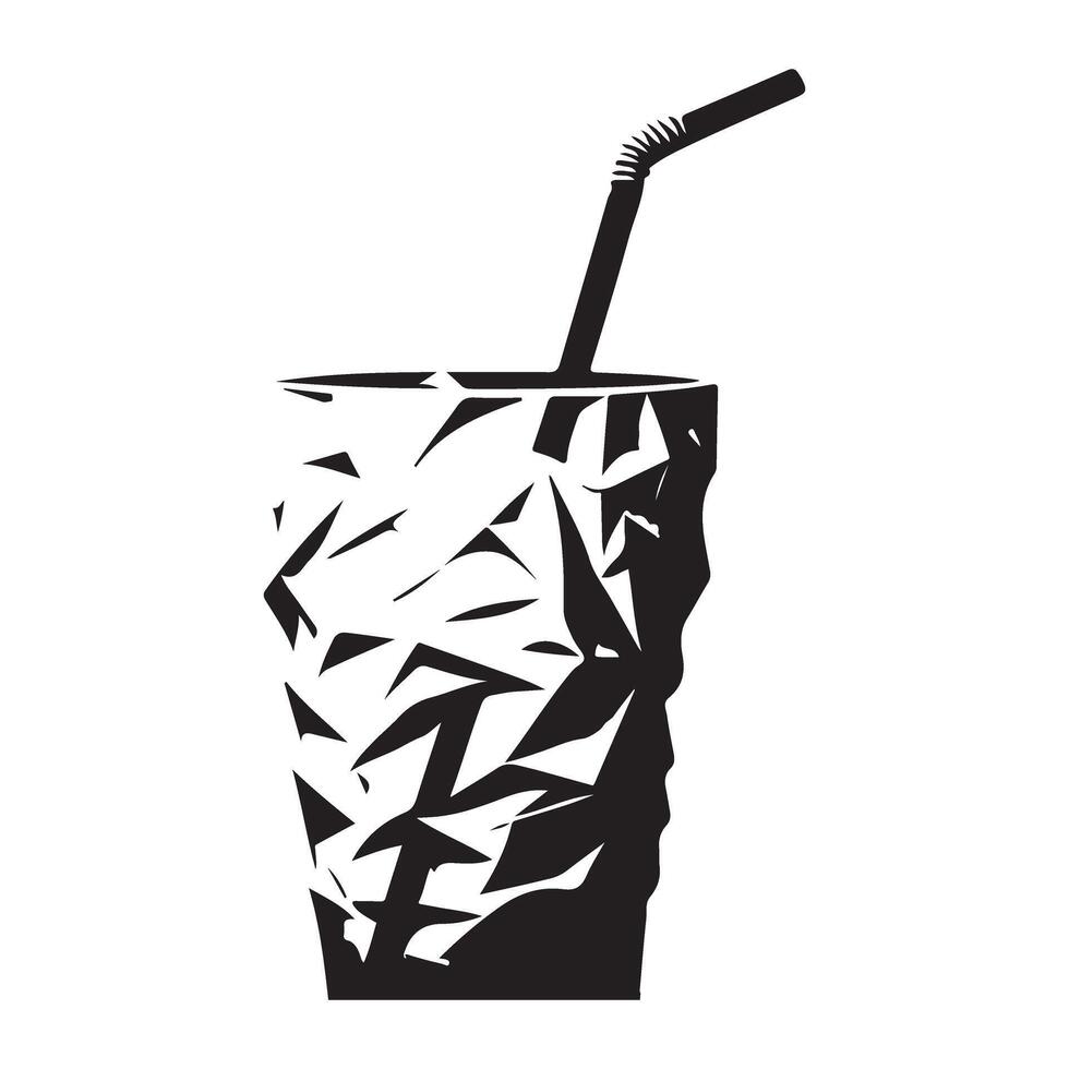 Abstract Silhouette of Disposable Cup with Straw Drink Beverage vector