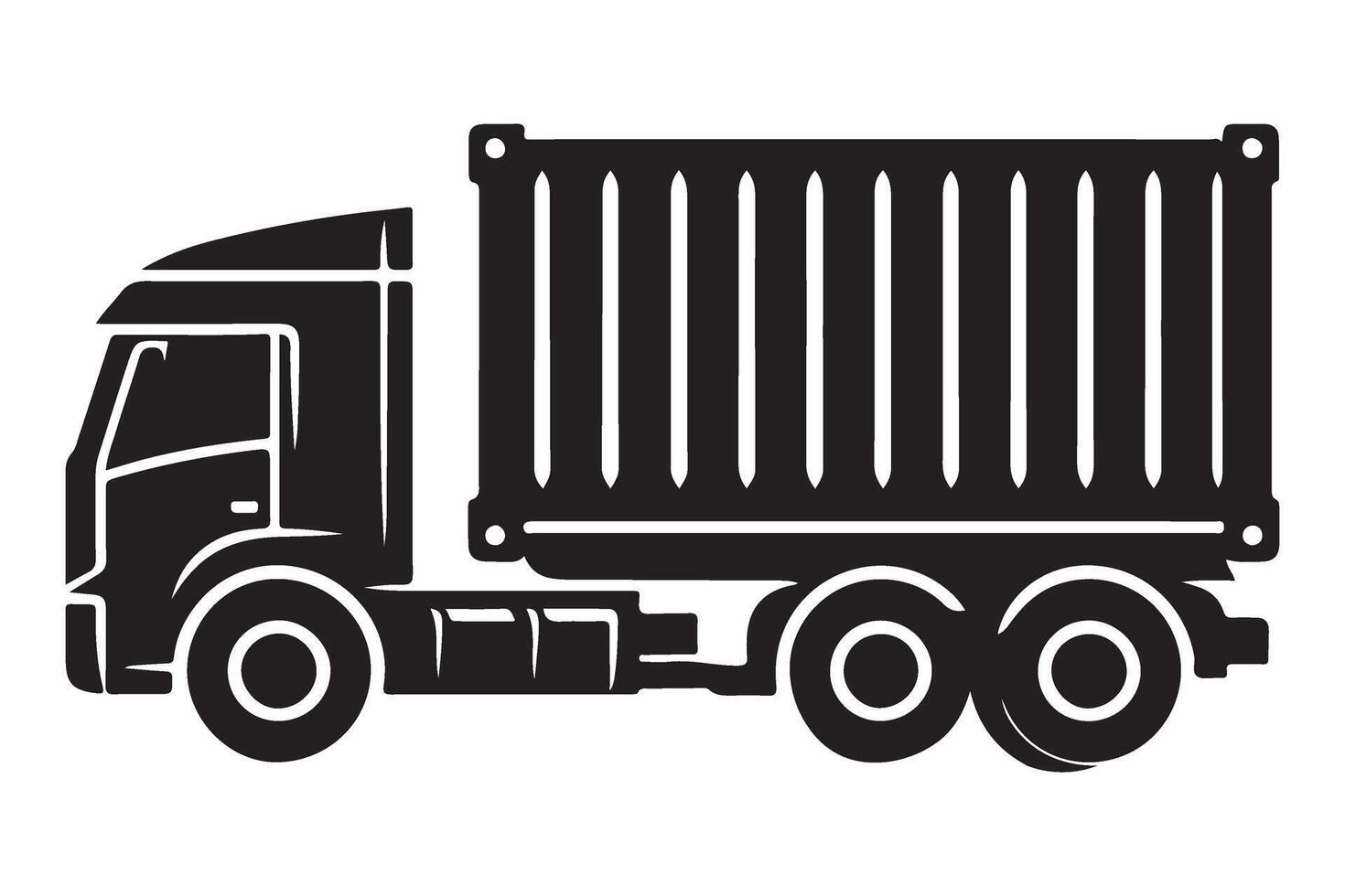 Silhouette semi truck hauling cargo container illustration design vector
