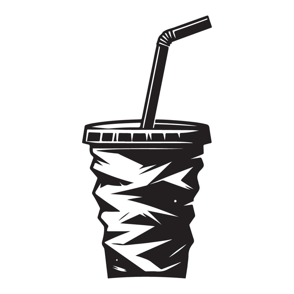 Silhouette illustration of soda drink with lid vector