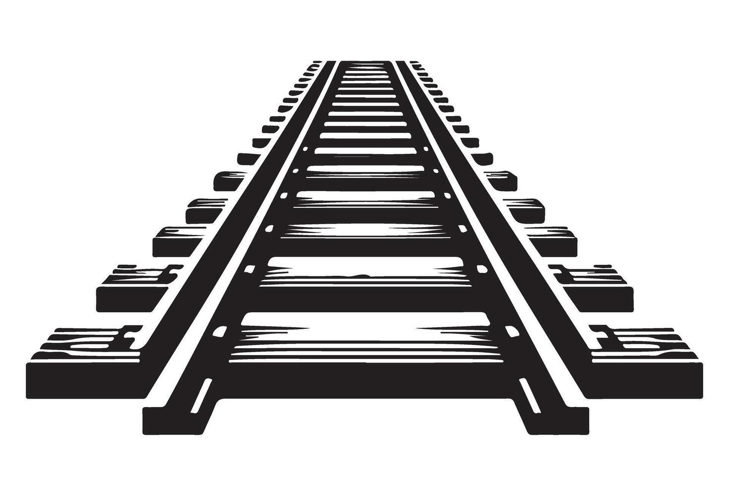 Isometric Railway Tracks Silhouette Illustration for Transportation Projects vector