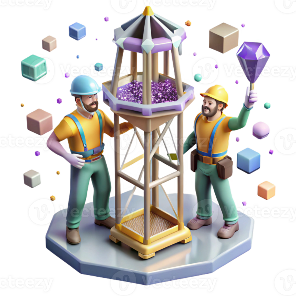 beautiful traditional Space Elevator Construction Workers Isolated premium png