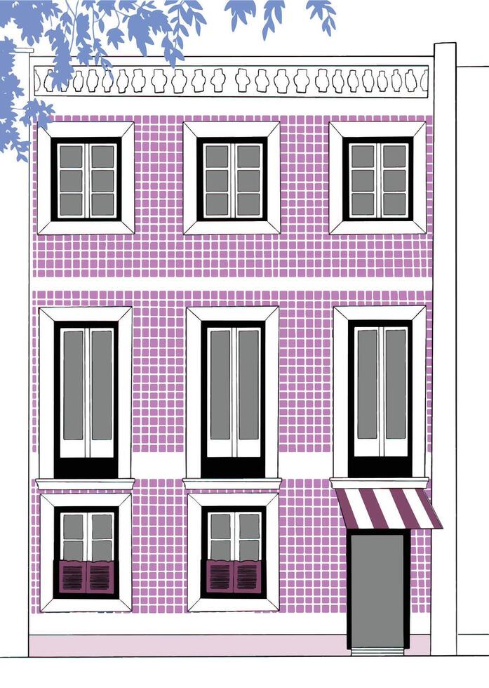 Building urban sketch design illustration vector