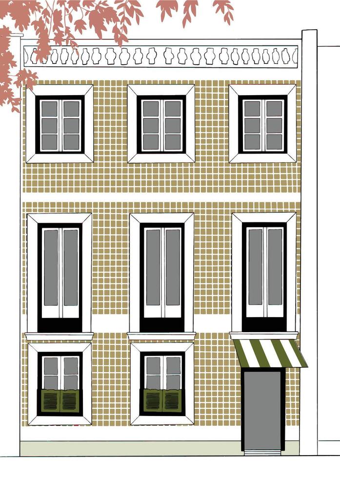 apartement Building sketch illustration vector