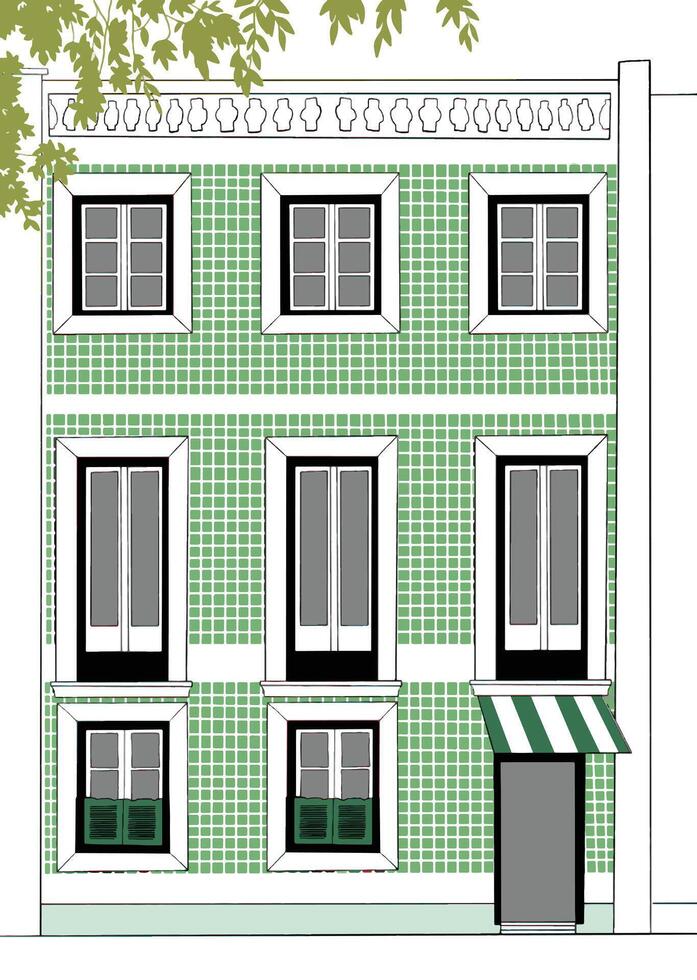 Building urban design sketch illustration vector