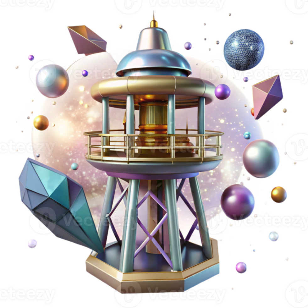 vibrant artistic Space Elevator in Outer Space Transparent Background high quality png