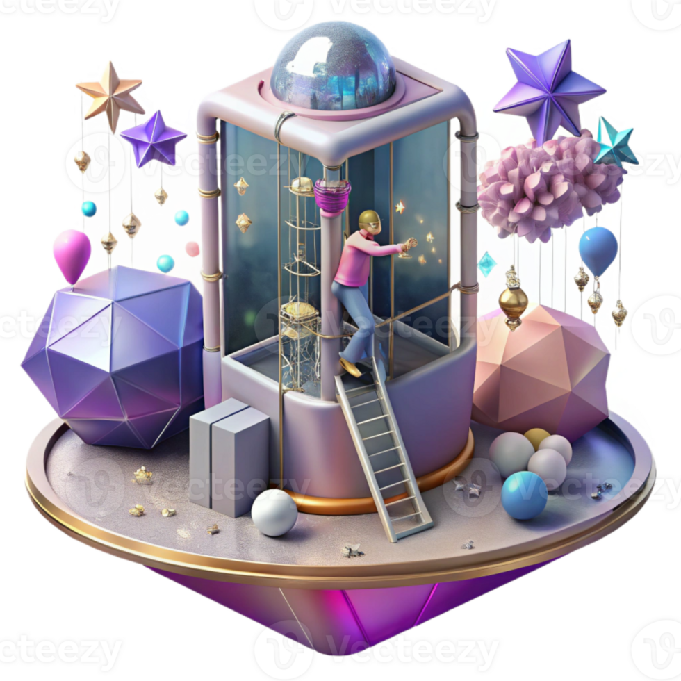 extraordinary abstract Space Elevator Platform and Climber Transparent Background exclusive png