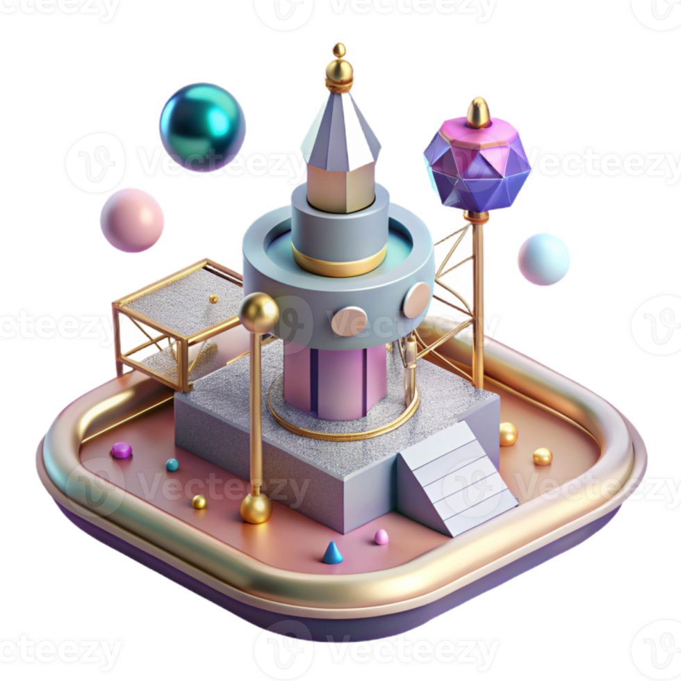 vibrant rustic Space Elevator Platform with Earth View Cutout high resolution png