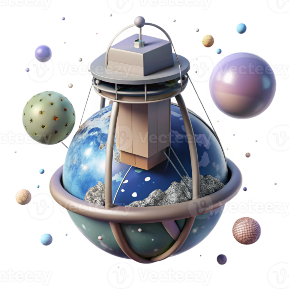 serene artistic Space Elevator Tether Earth View Transparent for Presentations authentic png