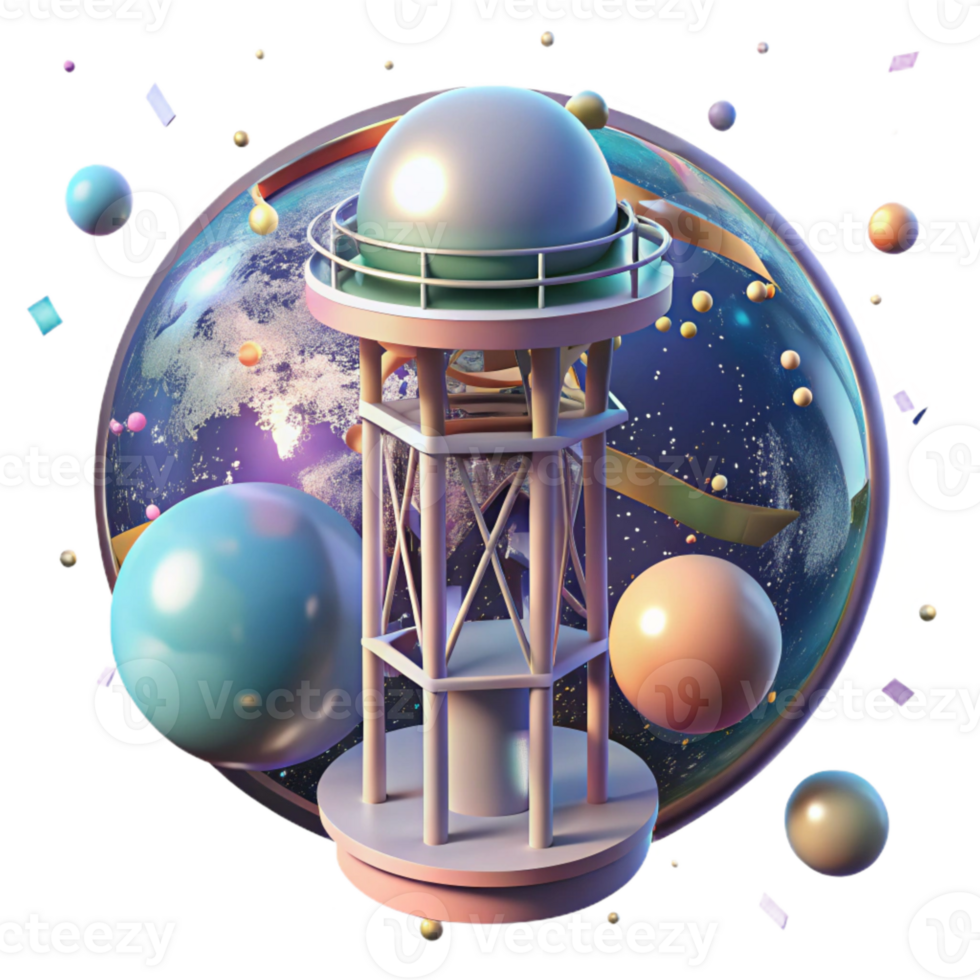 dramatic abstract Space Elevator with Earth Background Transparent for Space Exploration Projects high quality png
