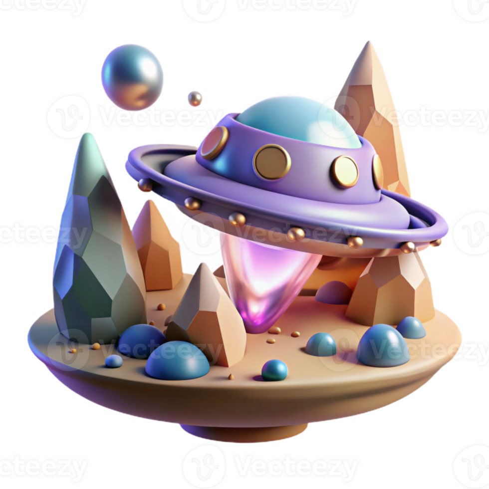 extraordinary abstract Spaceship Landing on Alien World Isolated for Game Assets png