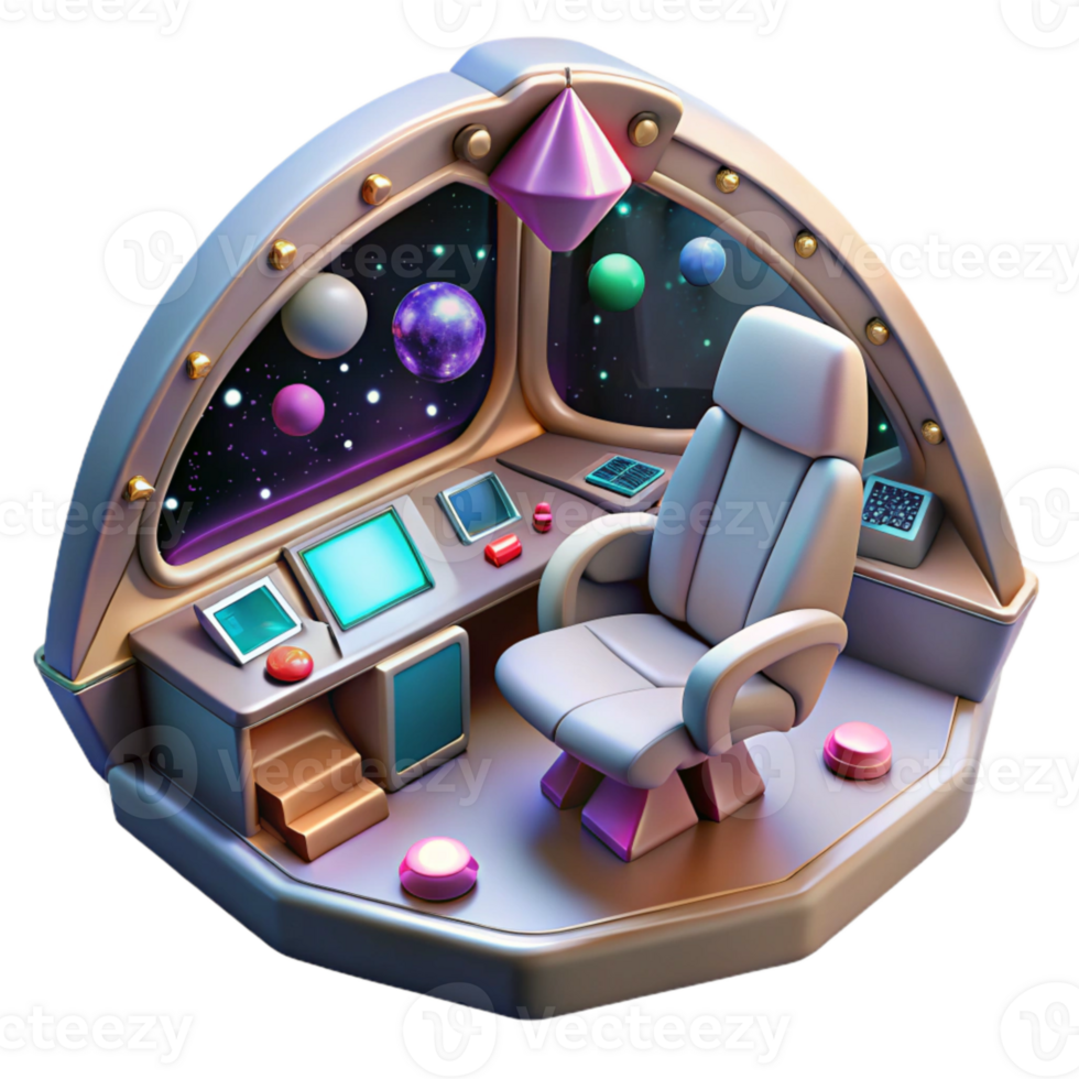 elegant minimalist Spaceship Interior Cockpit View Isolated for Science Fiction Films exclusive png