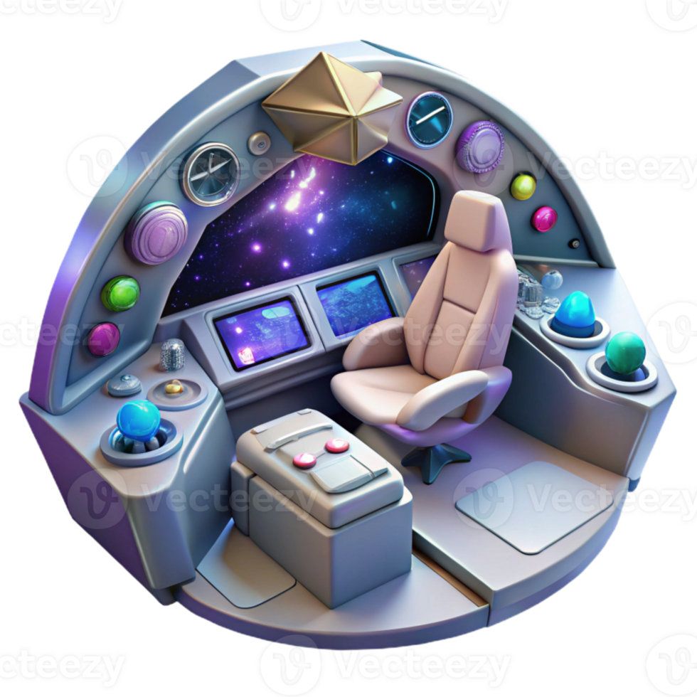 stunning rustic Spaceship Interior Cockpit View Isolated for Science Fiction Films detailed png