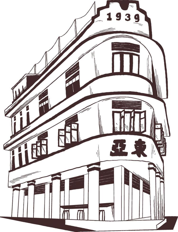 Building chinatown urban sketch vector