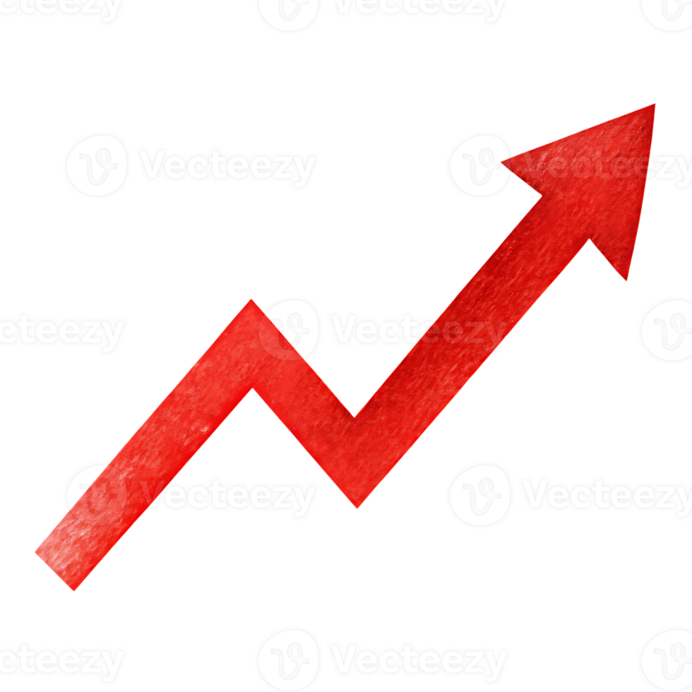 Red Arrow Pointing Upward in Graph Style with Transparent Background Representing Growth and Success png