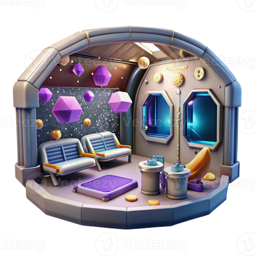 serene rustic Space Station Interior View Cutout for Science Fiction Scenes genuine png
