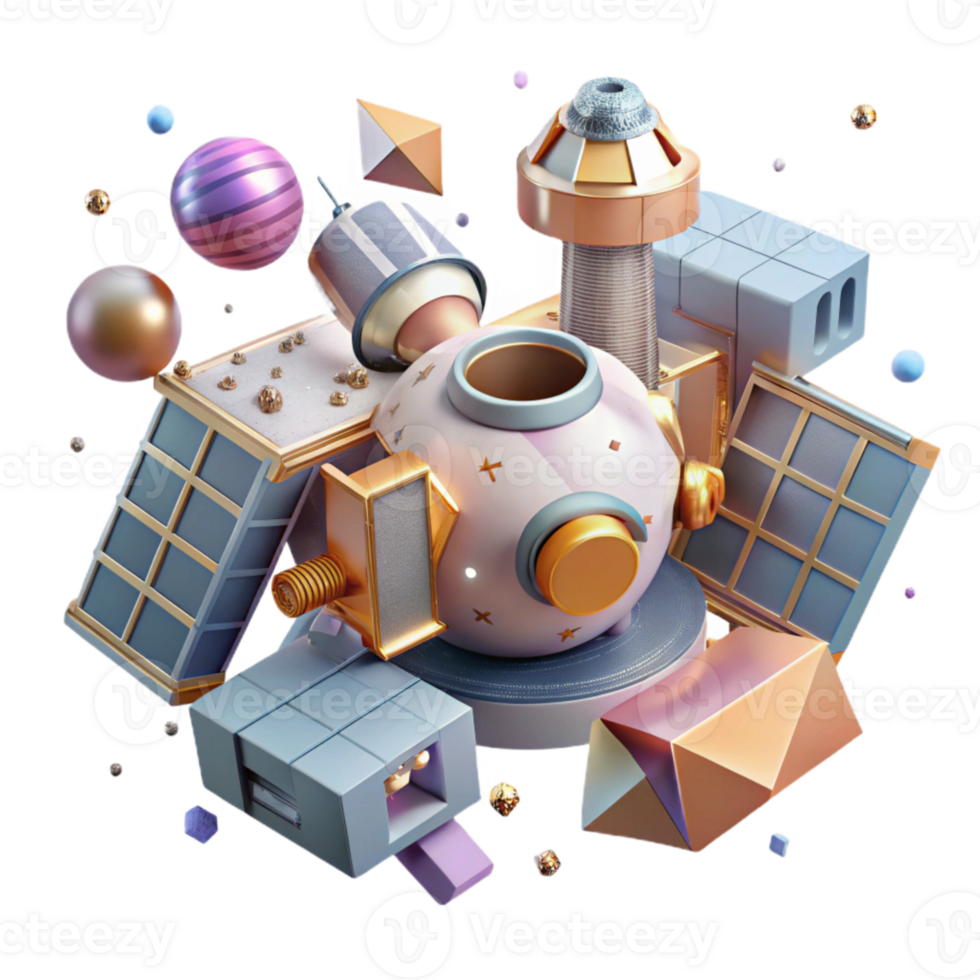 beautiful abstract Space Station Modules Connected Cutout for Space Habitat genuine png