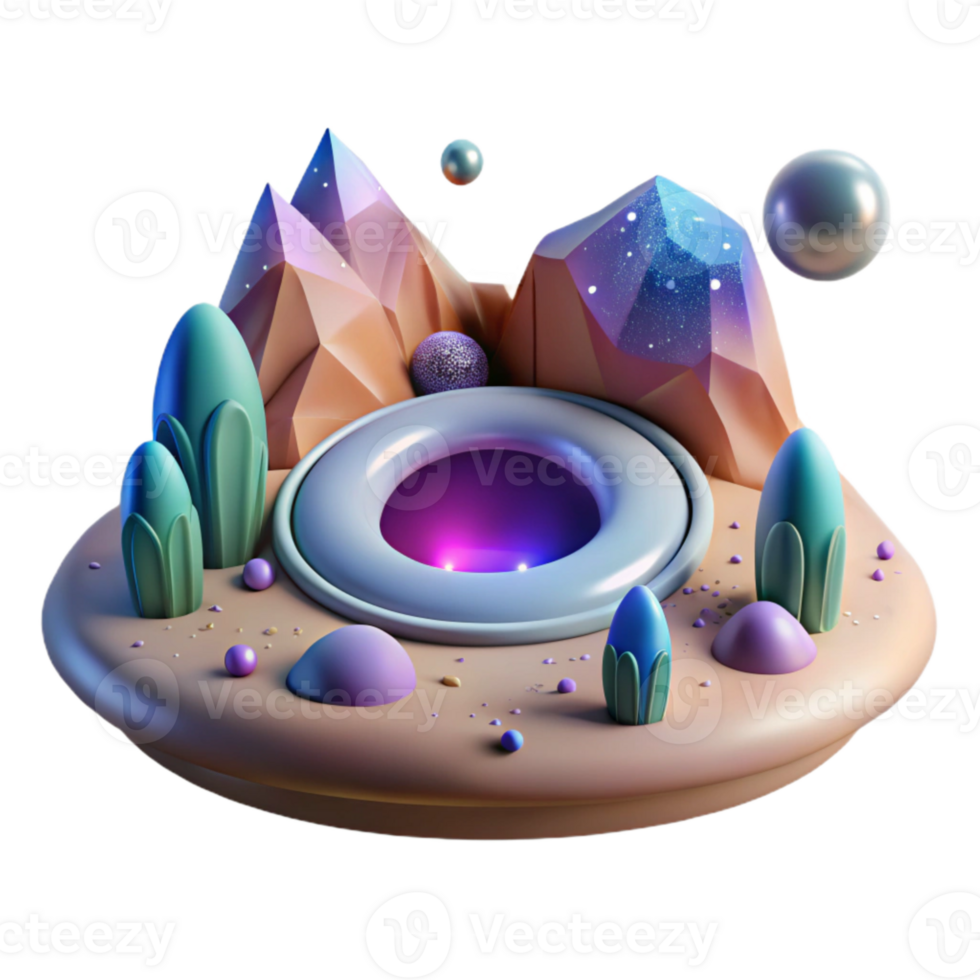 impressive modern Space Wormhole Alien Landscape Cutout for Scifi Illustrations detailed png
