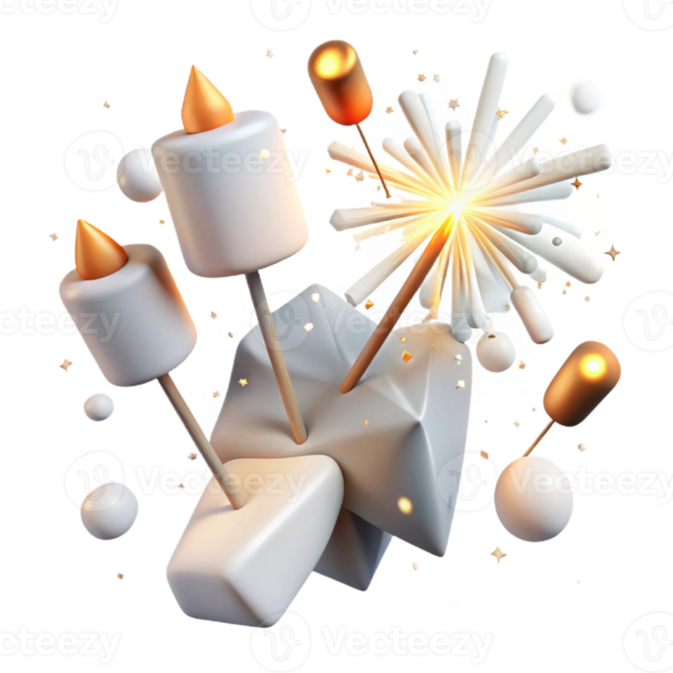 dramatic contemporary Sparklers Burning Isolated Sparks Flying for New Year genuine png