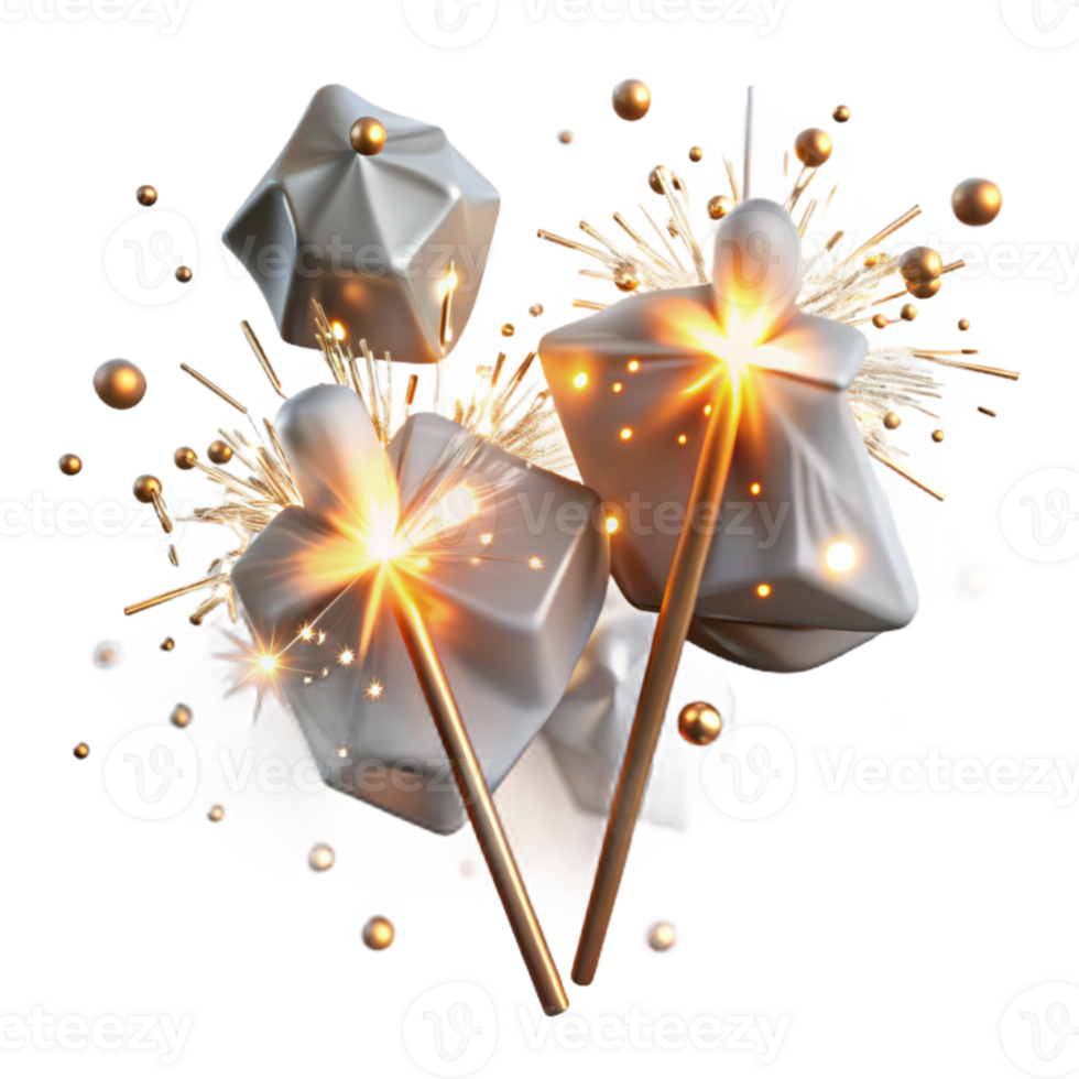 serene classic Sparklers Burning Isolated Sparks Flying for New Year high resolution png