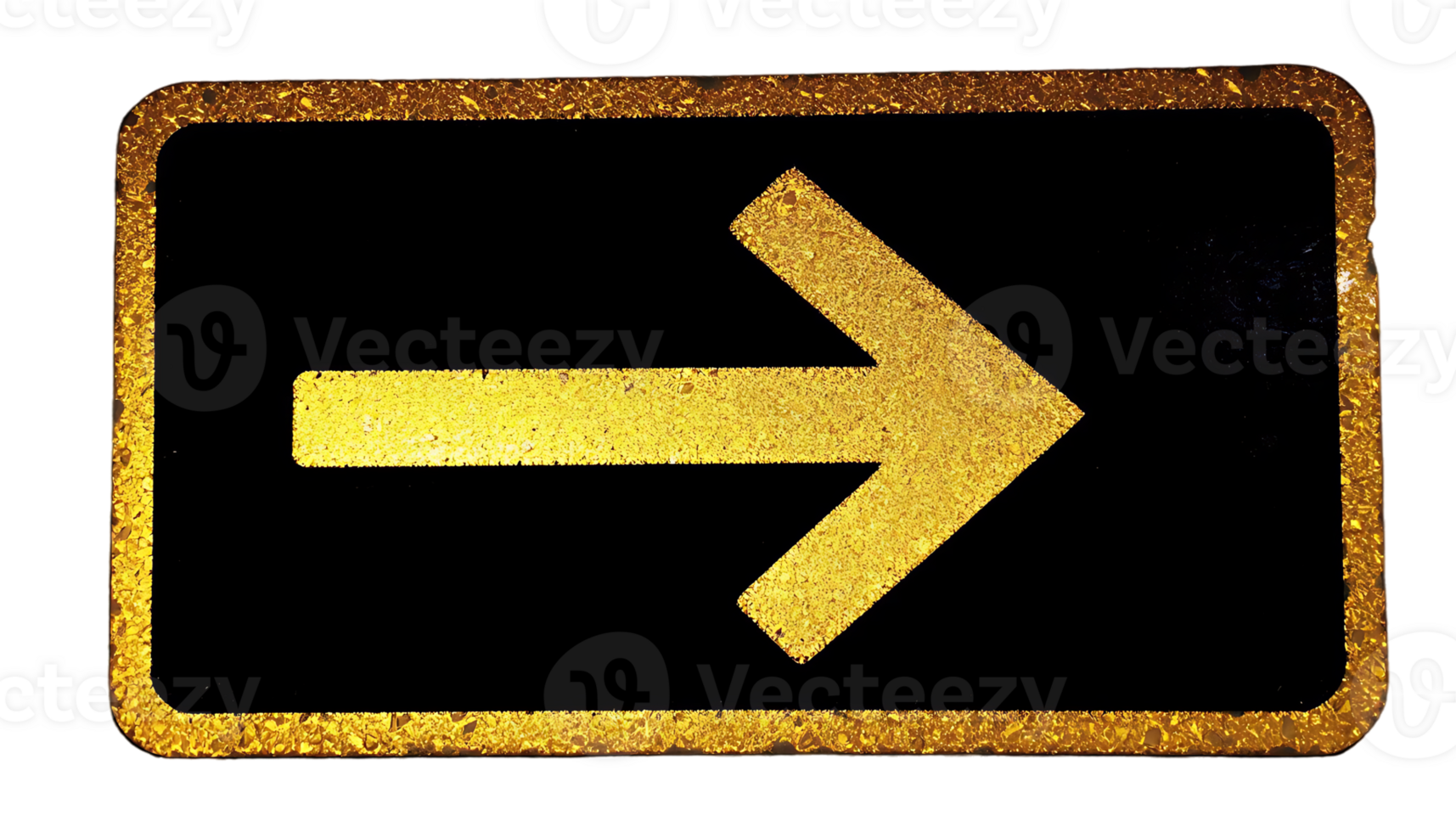 Yellow Right Arrow Traffic Sign with Reflective Surface on Transparent Background png