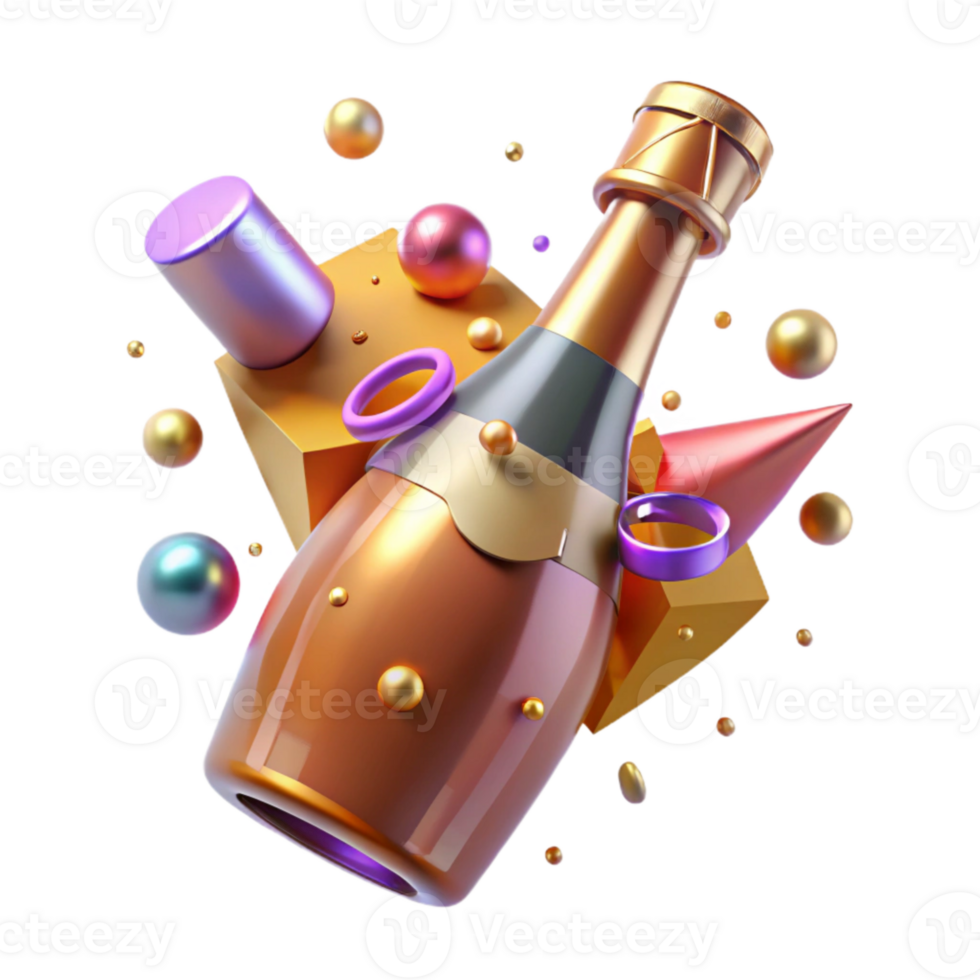 wonderful artistic Sparkling Cider Bottle Festive Drink Transparent for Holiday Celebrations png