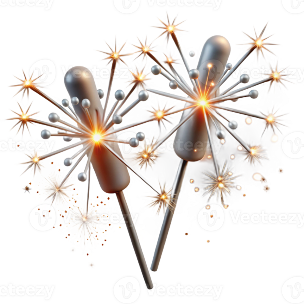serene traditional Sparklers Close Up Isolated Burning Sparks Detail professional png