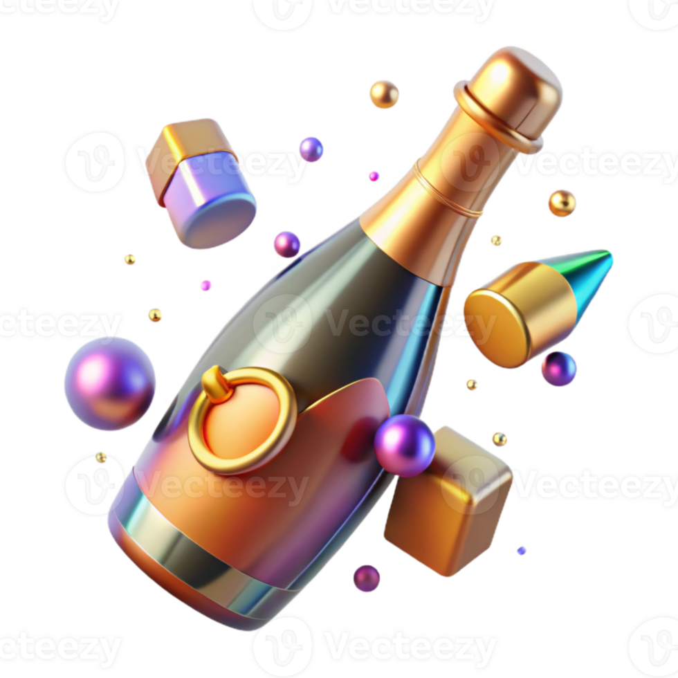 serene creative Sparkling Cider Bottle Festive Drink Transparent for Holiday Celebrations png