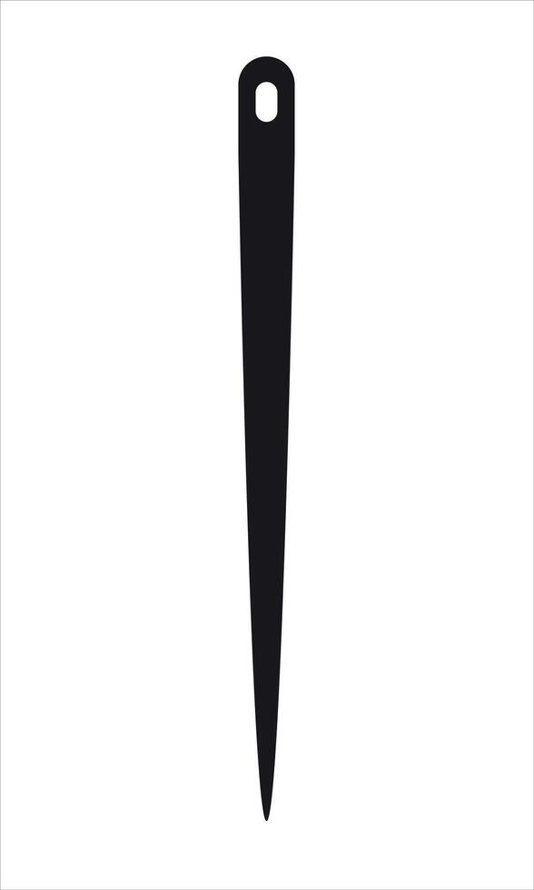 Black silhouette of a needle on an isolated background. Icon for a website, applications, or user interface. A flat symbol. vector