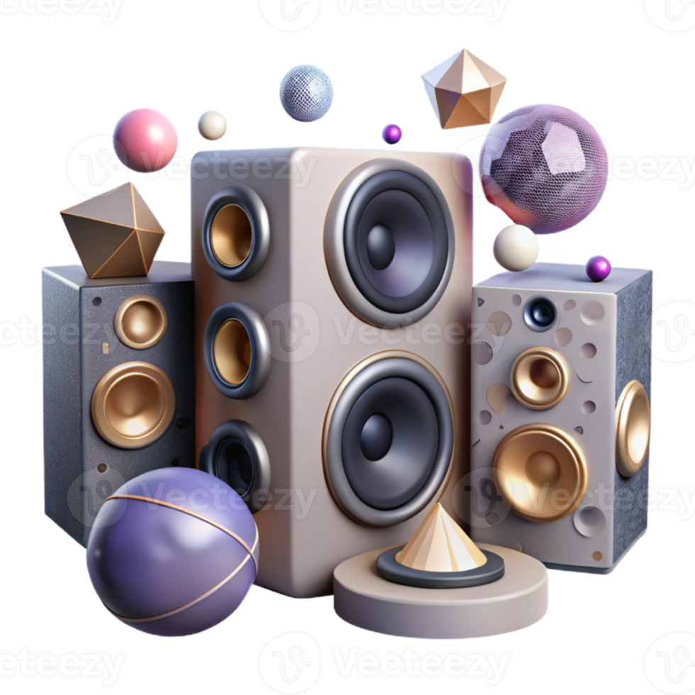 magnificent artistic Speaker System Subwoofer and Satellites Isolated for Home Theater high resolution png